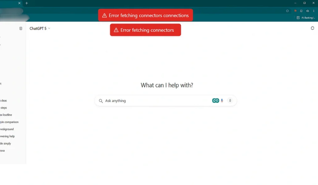 What is “Error Fetching Connectors Connections” in ChatGPT