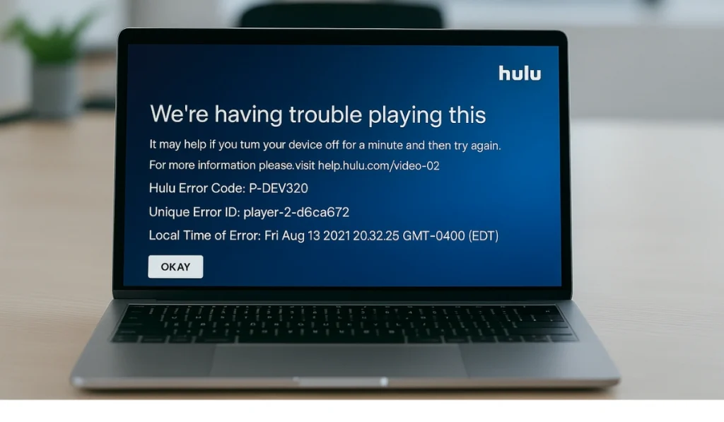 Hulu error code P-DEV320 is a message that appears when Hulu has trouble playing content.