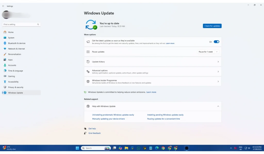 Check for Windows Updates