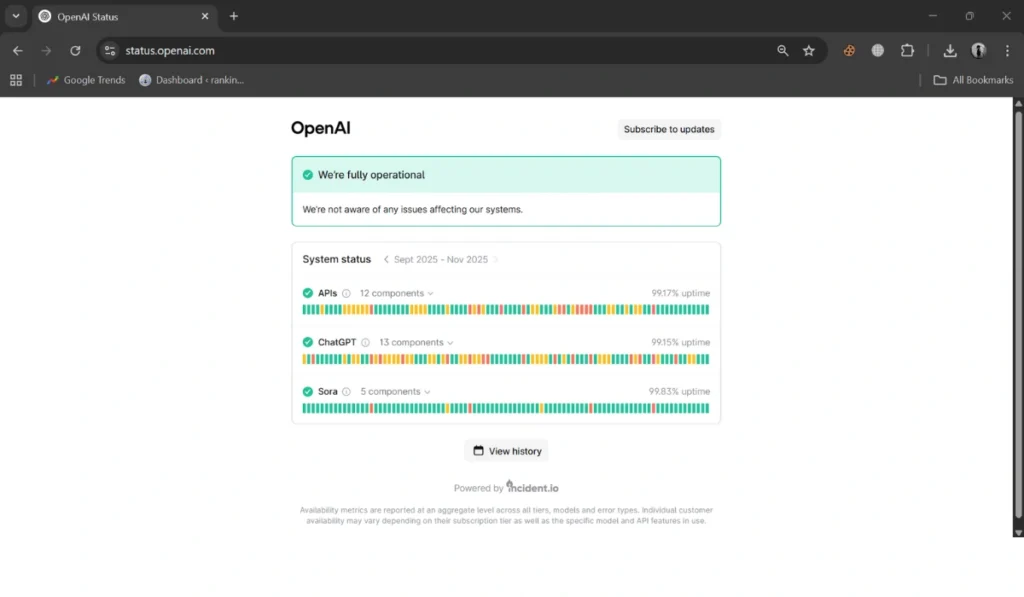 Check OpenAI Server Status