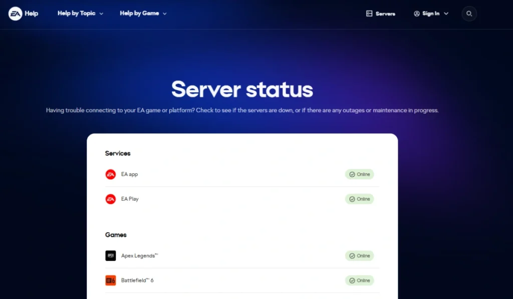 Check EA Server Status
