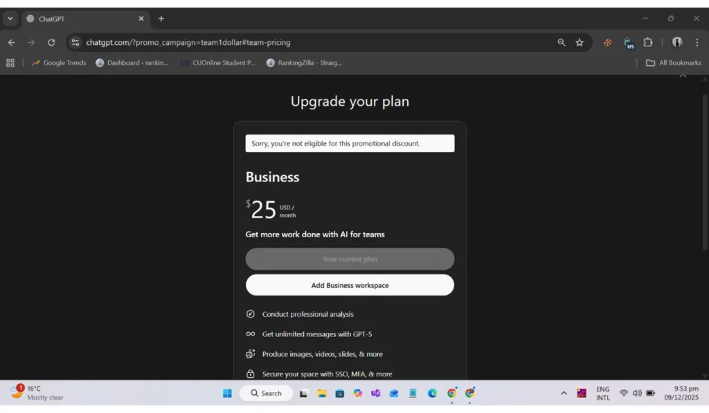 Eligibility Requirements For The ChatGPT Team 1 Dollar Offer