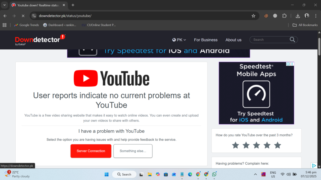 YouTube Server Status